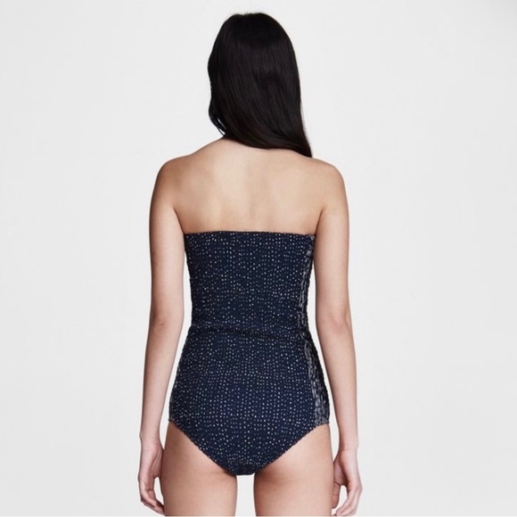 NEW RAG & BONE BLUE STRAPLESS SMOCKED BODYSUIT - Picture 8 of 12